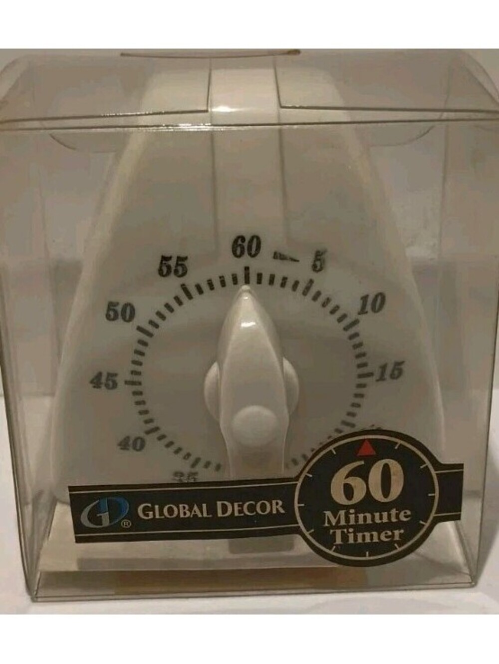 Global Decor Traditional White 60 Minute Kitchen Timer - 2.5" - NEW VINTAGE